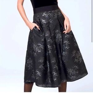 White House, Black market shadow stripe full skirt 6 petite nwt